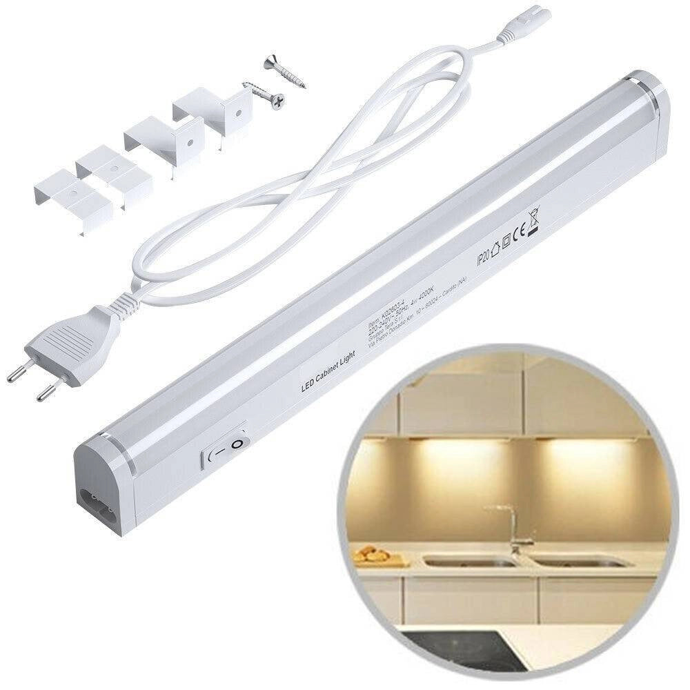 Trade Shop - Lampada Luce Sottopensile 30cm Mobili Cucina Armadio Barra Led 330lm Bianco - -bianco Freddo      -