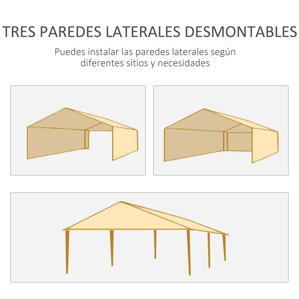 Gazebo da Giardino 6x3m con 4 Paredi e 2 Finestre ¨C zephmum ¨C Grigio