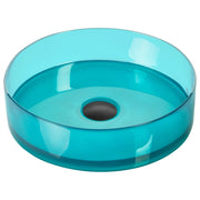 Lavandino da appoggio Turchese Superficie solida 360 mm Lavandino da bagno rotondo semitrasparente