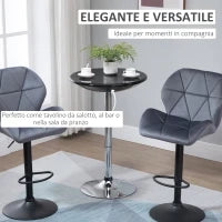 Tavolo Rotondo da Bar con Piano Girevole, Altezza Regolabile con Leva a Gas e Base in Acciaio, Φ61x76-97cm, Nero