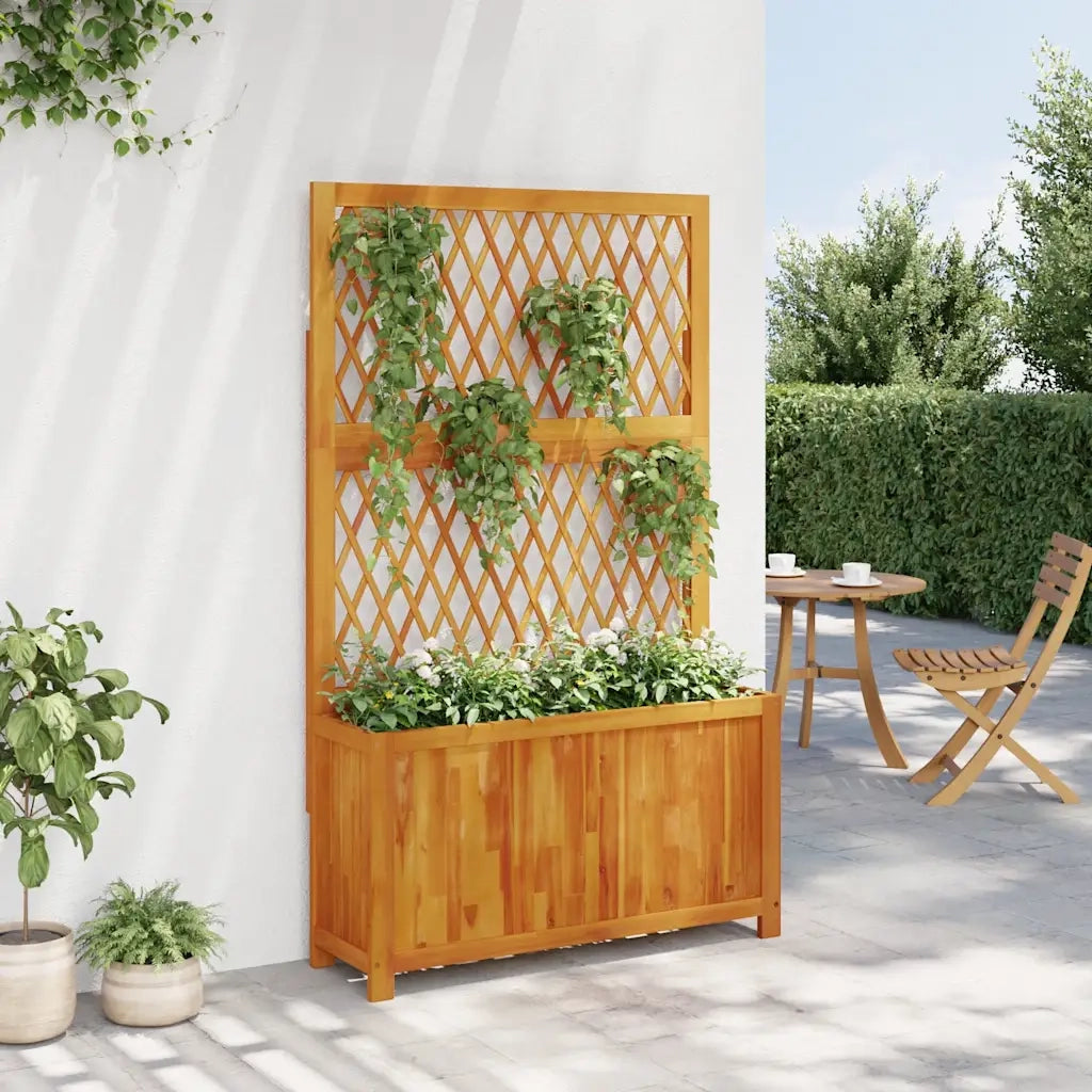 Fioriera con Traliccio 100x32x165 cm Legno Massello di Acacia 364901