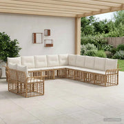 Set di divani da esterno 11 pcs Naturale e Bianco Crema