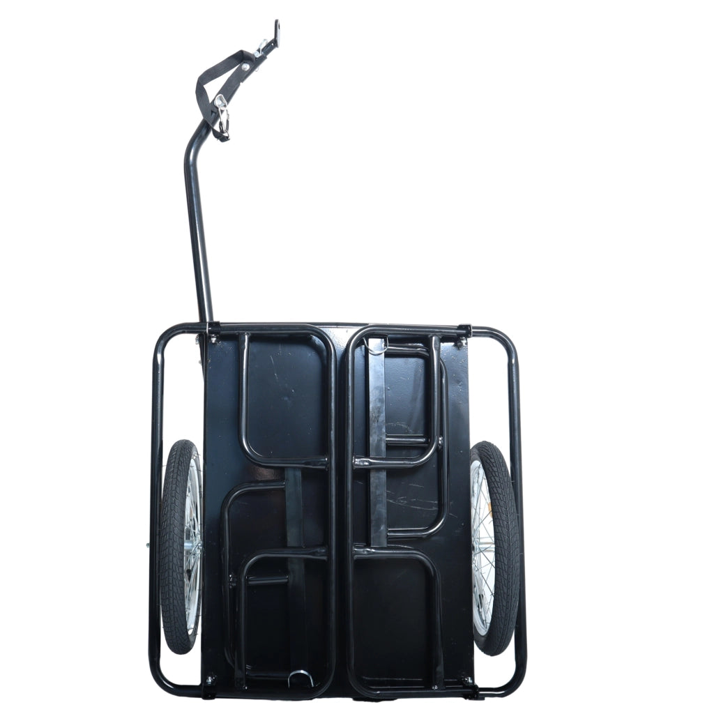 Rimorchio da bicicletta pieghevole per trasporto; 50 kg; ruote da 16"; nero