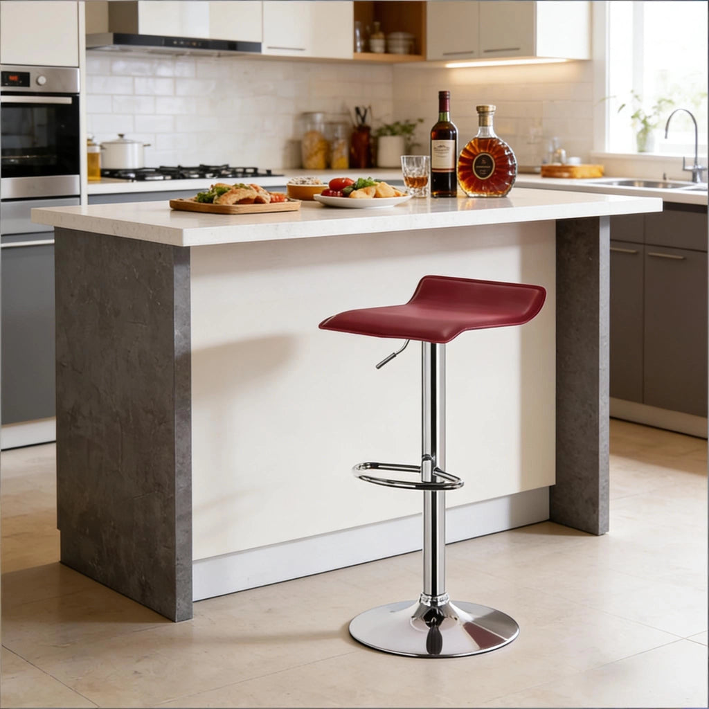 SGABELLO BAR girevole regolabile 62-84 cm in similpelle rosso vino