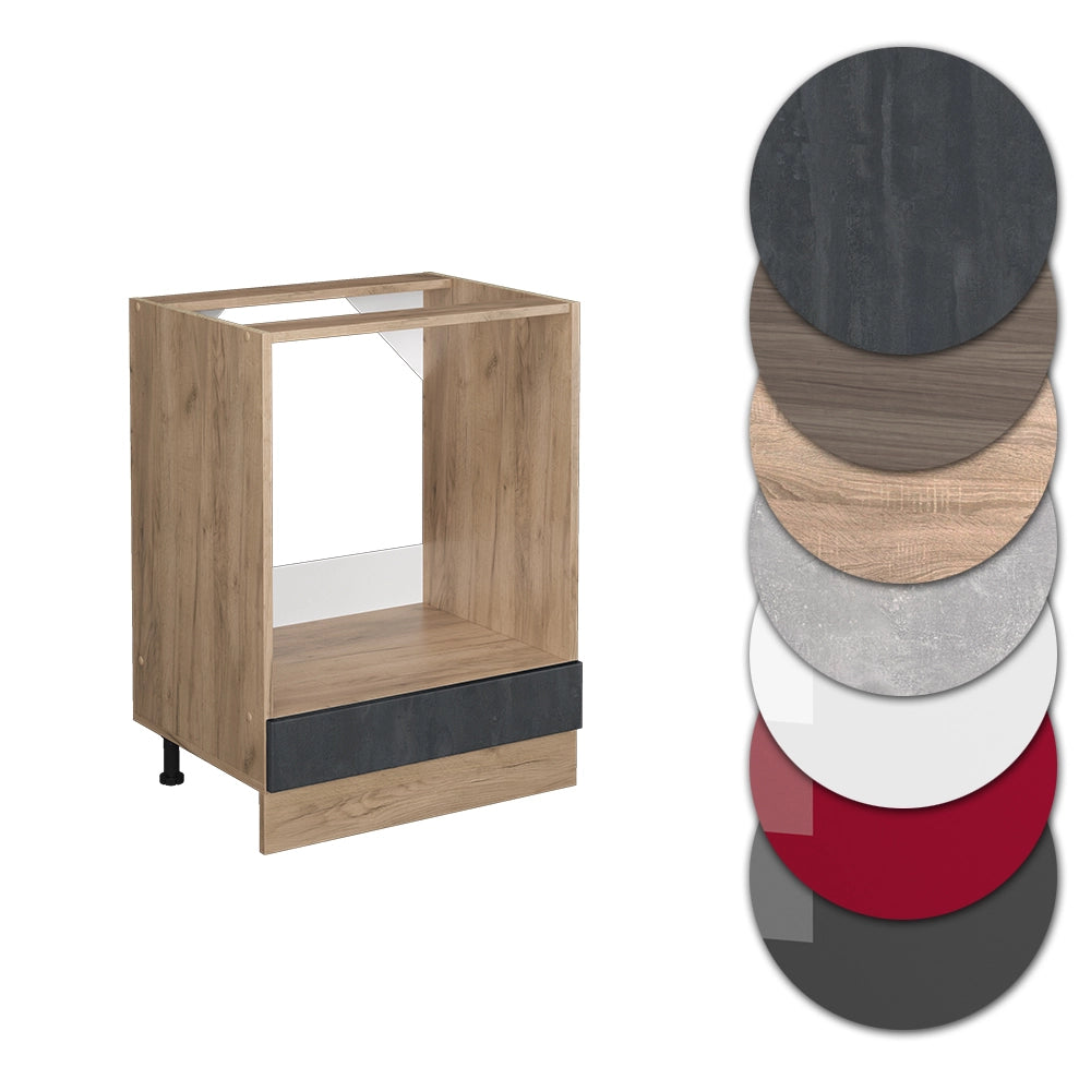 Mobile per forno da incasso R-Line Calce nera/Rovere dorato 60 cm PL Marmo Vicco