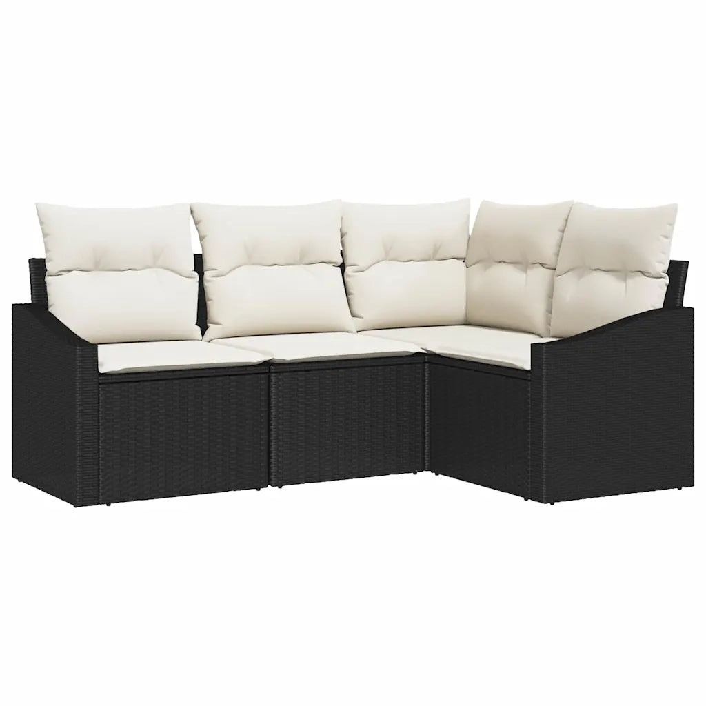 Set di divani con cuscino 4 pcs Nero polyrattan 3346697