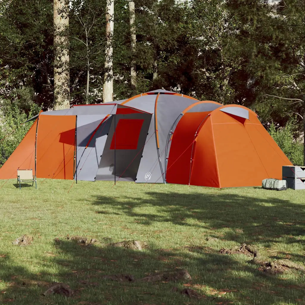 Tenda da Campeggio a Cupola 12 Persone Grigio e Arancione 94348