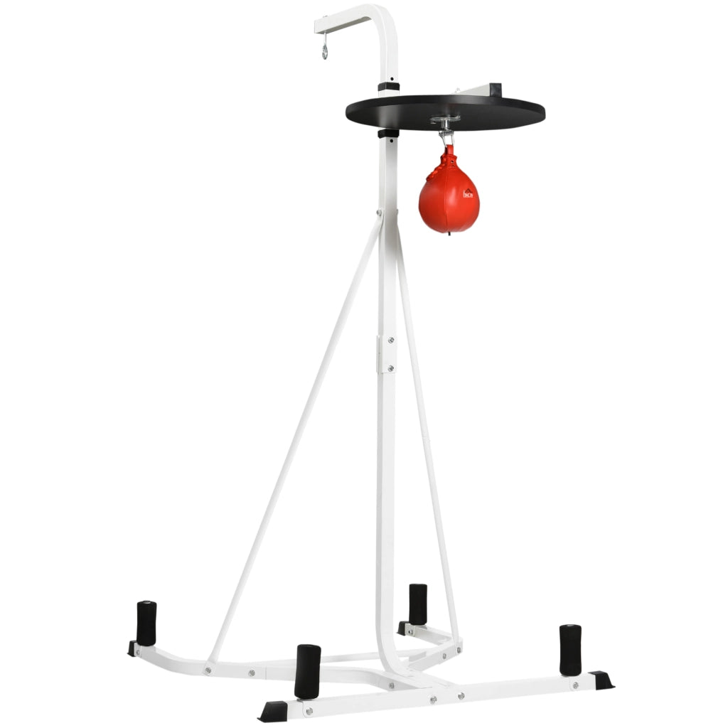 Sacco da boxe 2 in 1 con supporto e pera velocita' ¨C zephmum ¨C bianco 156x115x224 cm