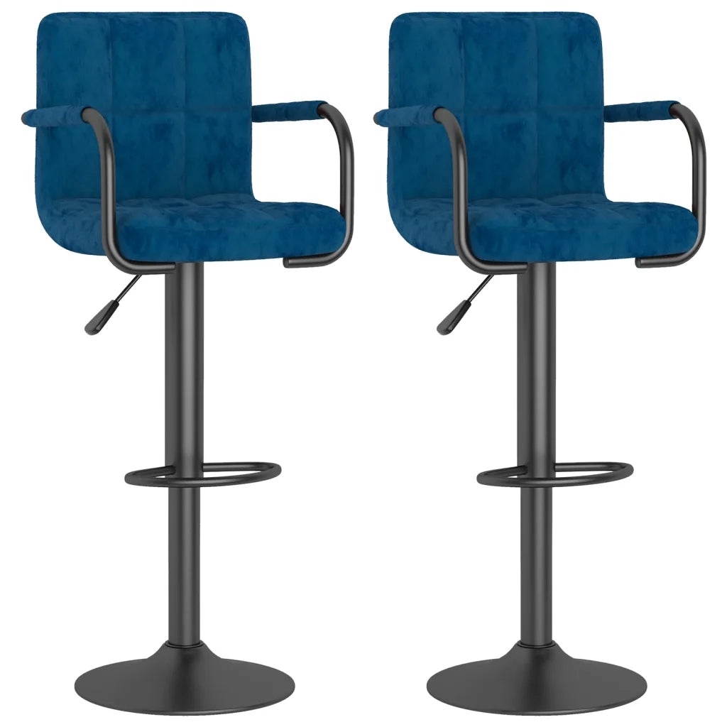 Sgabelli da Bar 2 pz Blu in Velluto