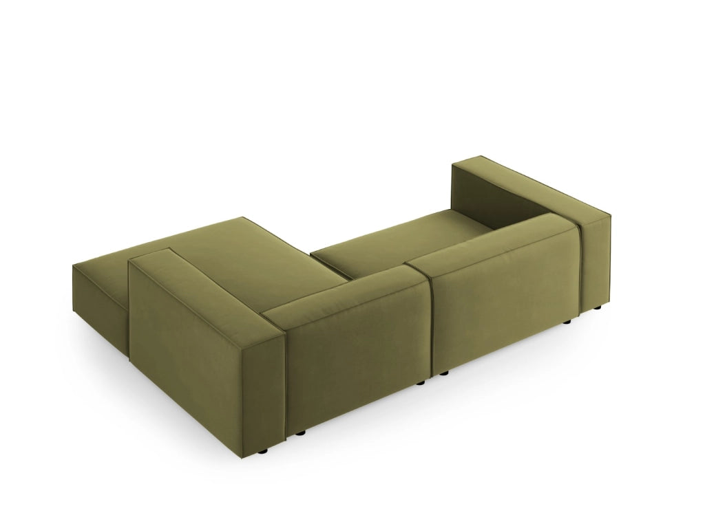 Cosmopolitan Design - Divano angolare destro "Arendal" 3 posti in velluto verde chiaro 