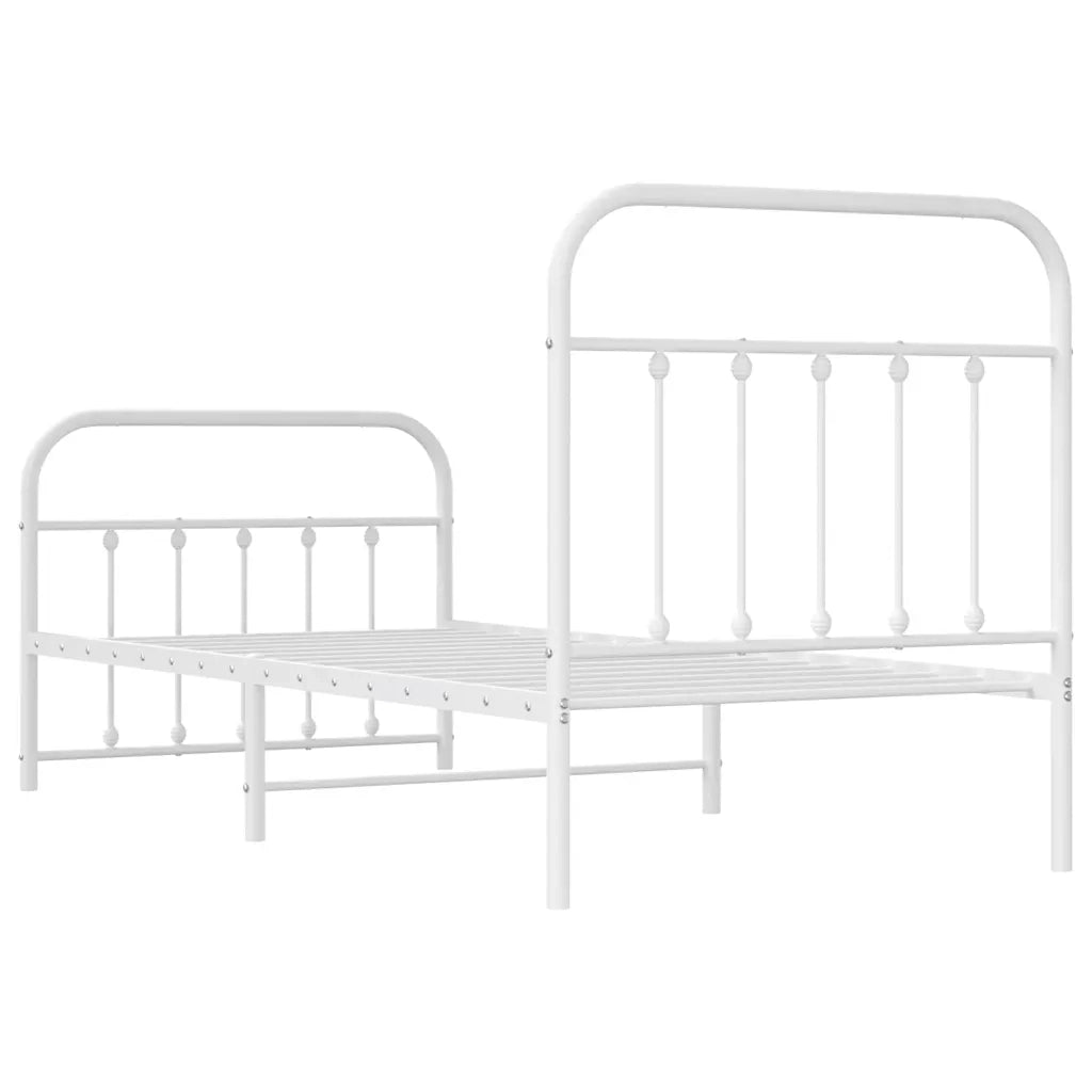 Giroletto con Testiera e Pediera-Struttura Letto Metallo Bianco 90x200 cm 388230