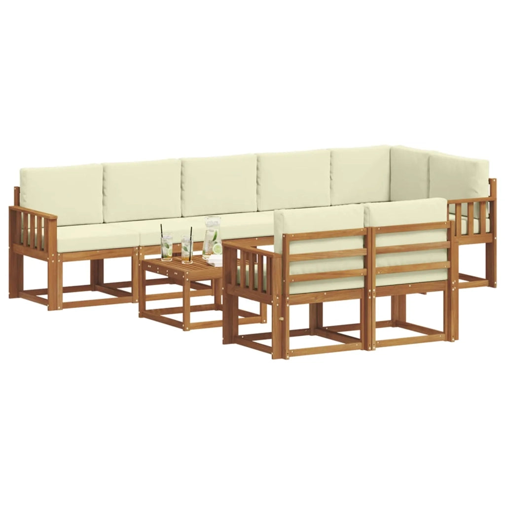 Set di divani da esterno con cuscino 9 pcs Naturale e Crema