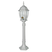 LAMPIONE DA GIARDINO CON PALO A TERRA 87CM LUCE E27 LANTERNA IN VETRO DA ESTERNO COLORE BIANCO