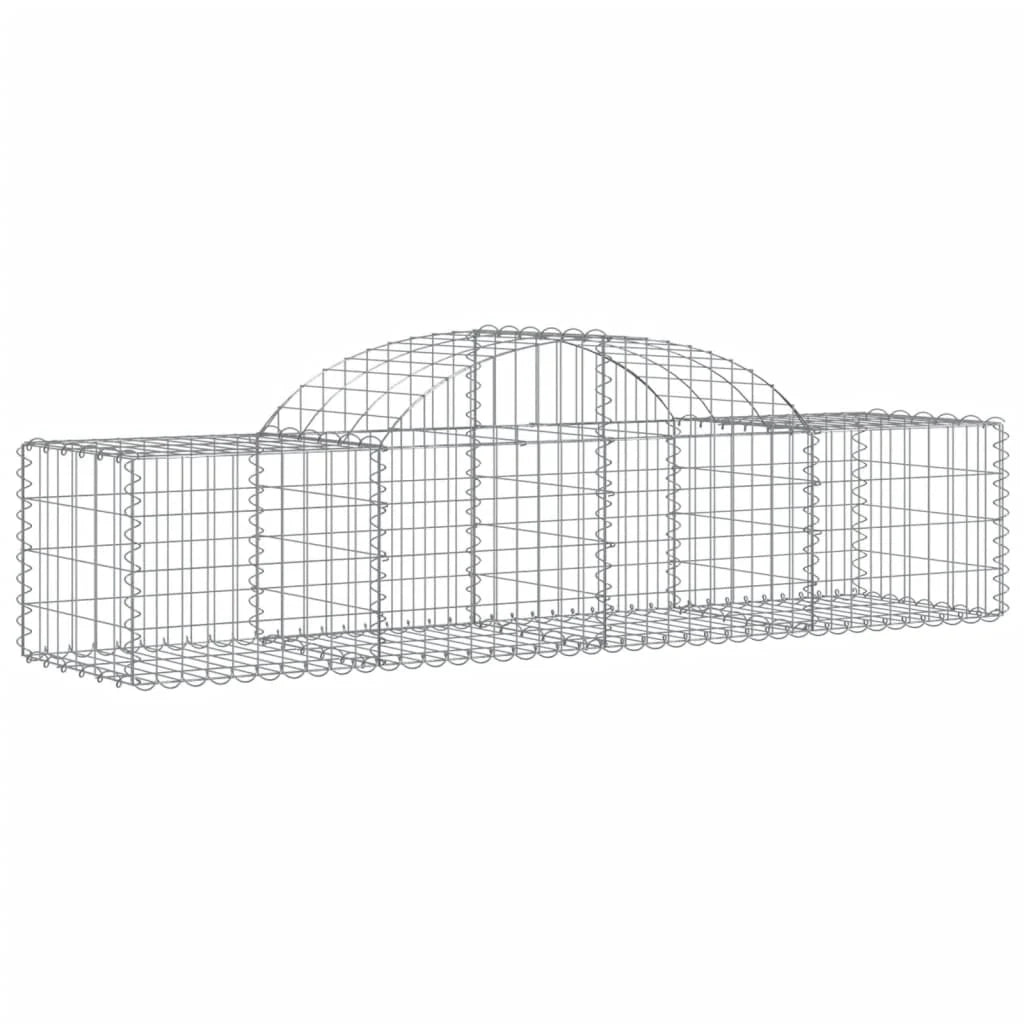 Cestini gabbioni recinzione a gabbia muro di contenimento ad arco 25 pezzi 200 x 50 x 40/60 cm ferro zincato argento 02_0040683