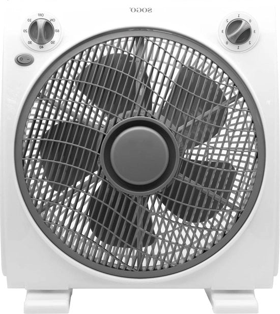 Ventilatore di pavimento o di tavolo con 3 velocità silenzioso timer fino a 1 ora 5 pale e diffusore rotativo - 38 x 40 cm