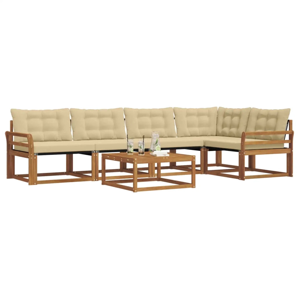 Set di divani da esterno con cuscino 6 pcs Naturale e Beige