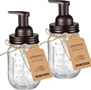 Dispensatore di sapone schiumante - coperchio in acciaio inossidabile - miglior dispensatore di sapone per mani - vetro per bagno - lastre per lavandino - bronzo (2 pezzi)