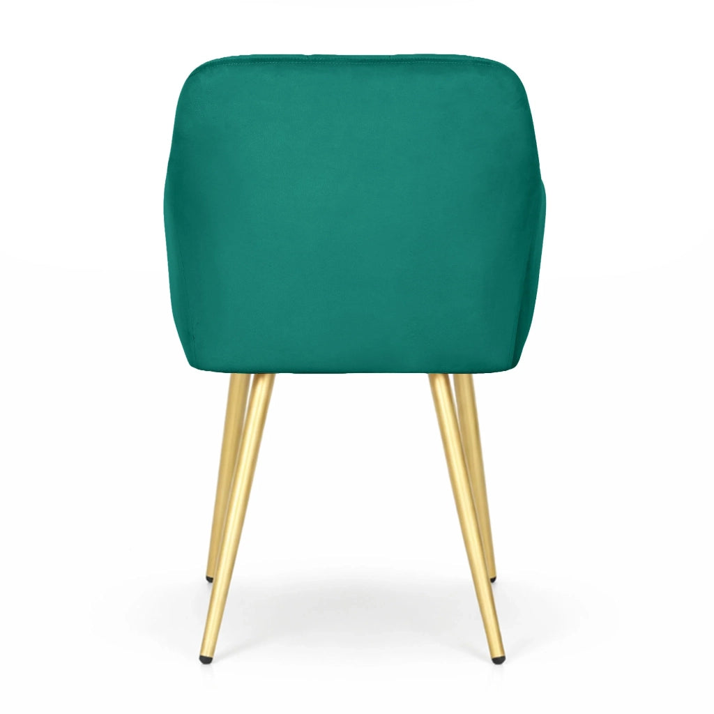 Set di 2 Sedie imbottite con cuciture quadrate LUXANO Verde Bottiglia gambe oro
