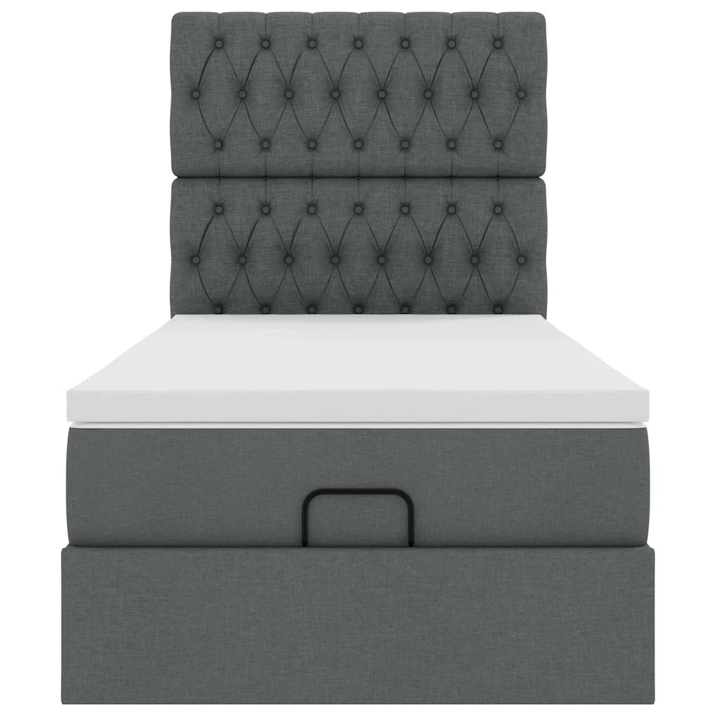 Pouf Letto con Materasso e LED Grigio Scuro 80x200cm in Tessuto 3314045