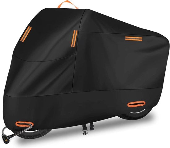 Hoes per Motocicletta - Pannolino Acquaplanato - Copertura per Motocicletta - Universale - 210D Tessuto Oxford - XXL (245*105*125cm) - Nero
