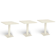 Tavolo da bar bianco panna cm 70 x cm 70 con piano in alluminio verniciato x 3