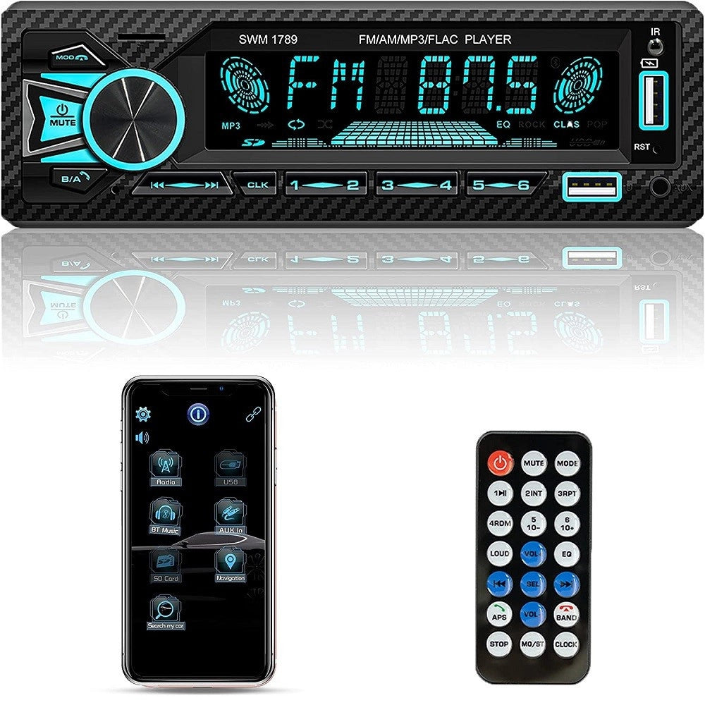 Trade Shop - Autoradio Bluetooth 5.1 Vivavoce 1 Din Aux Mp3 2 Usb Am Fm Display Lcd 1801 24v -
