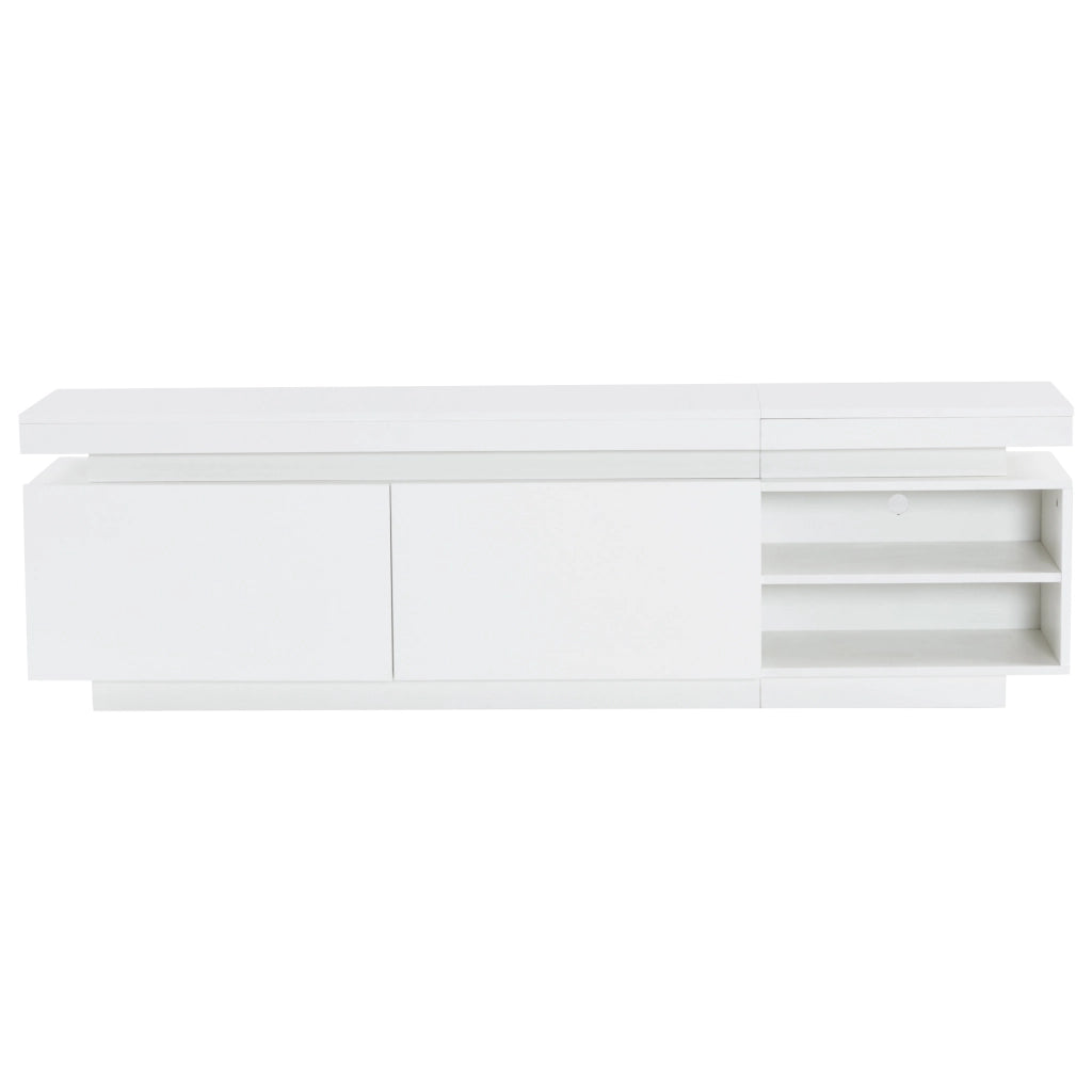 Mobile TV moderno con LED e vani contenitore; 170x35x50 cm; bianco lucido