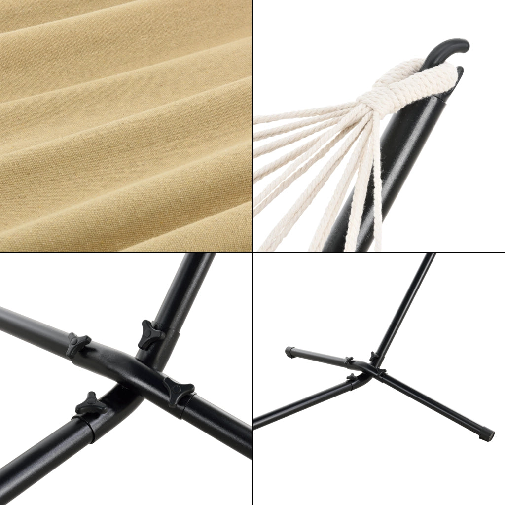 Amaca con Supporto in Acciaio con Telo 200 x 100 cm - Beige [en.casa]