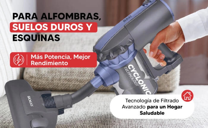 Aspirapolvere verticale con filo senza sacco, potenza 600W ciclone con filtro HEPA, per pulizia pavimenti e tappeti - Sogo