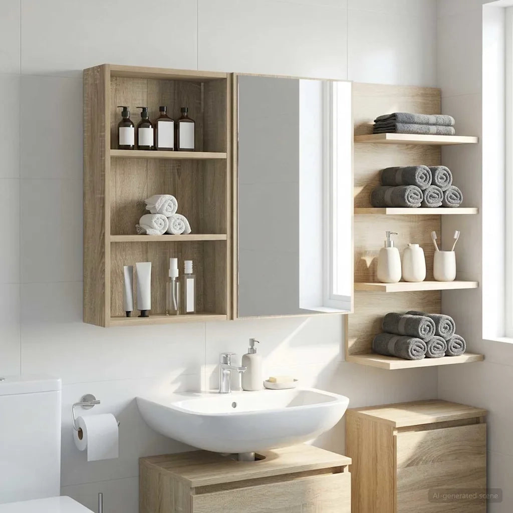 Armadio da bagno a muro Rovere Sonoma 40 x 14 x 70 cm
