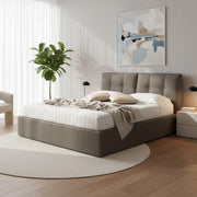 Letto matrimoniale con contenitore Melia ecopelle tortora
