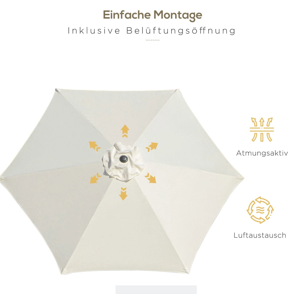 Ombrellone articolato Parasole da giardino con manovella 2.6 m Alu Polyester 180/㎡ Beige ideale per giardino e patio