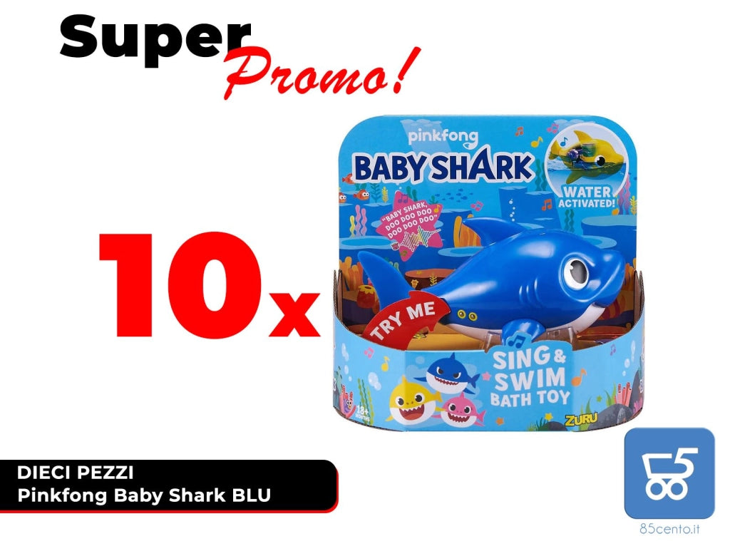 Promo 10 Pezzi Pinkfong Baby Shark Giocattolo da Bagno Canta e Nuota a Batteria Blu per Bambini +18 Mesi, Nuota per Davvero! Rivenditore