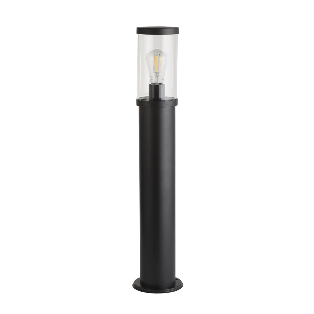 Paletto Da Esterno Contemporaneo Bakerloo Alluminio Nero Vetro 1 Luce E27 73Cm