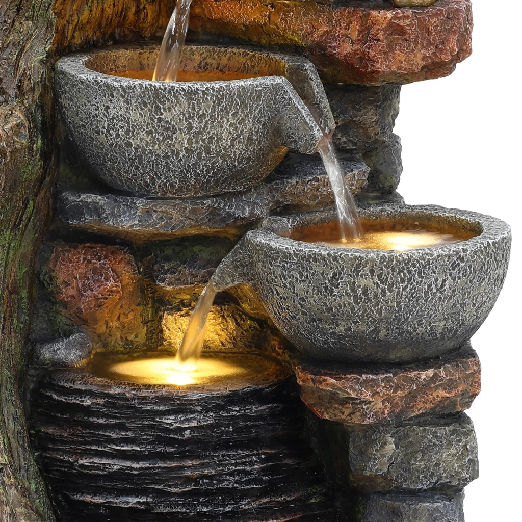 Fontana da Giardino Elettrica Rustic Brook Effetto Naturale con LED