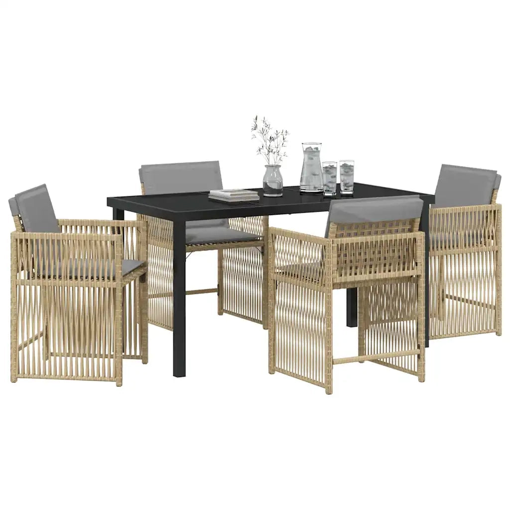 Set da Pranzo per Giardino 5 pcs Beige polyrattan 3380794