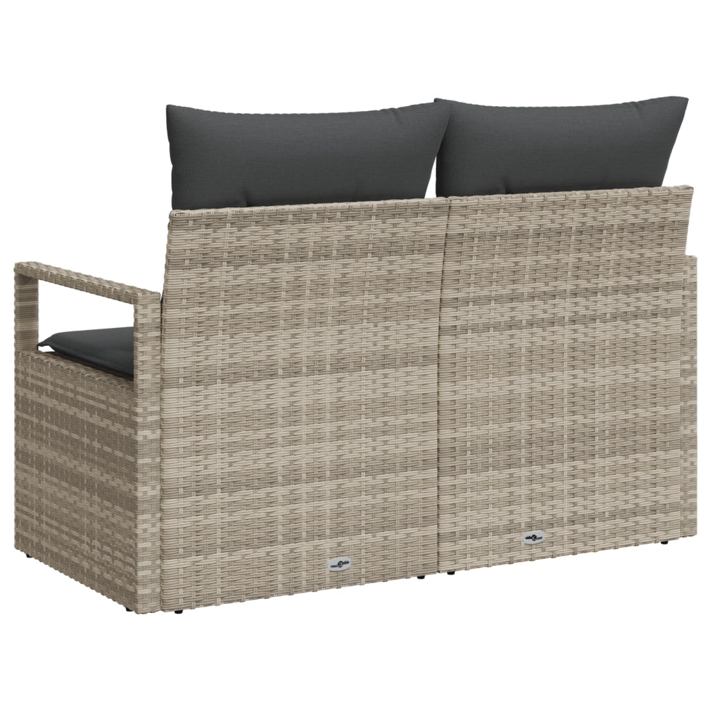 Divano da giardino 2 posti con storage e cuscini grigio in rattan