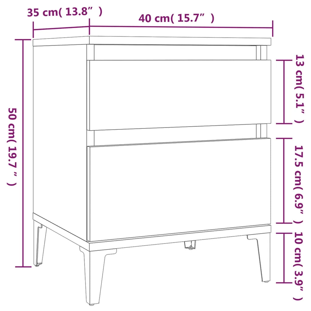 Comodino Rovere Fumo 40x35x50 cm 821852
