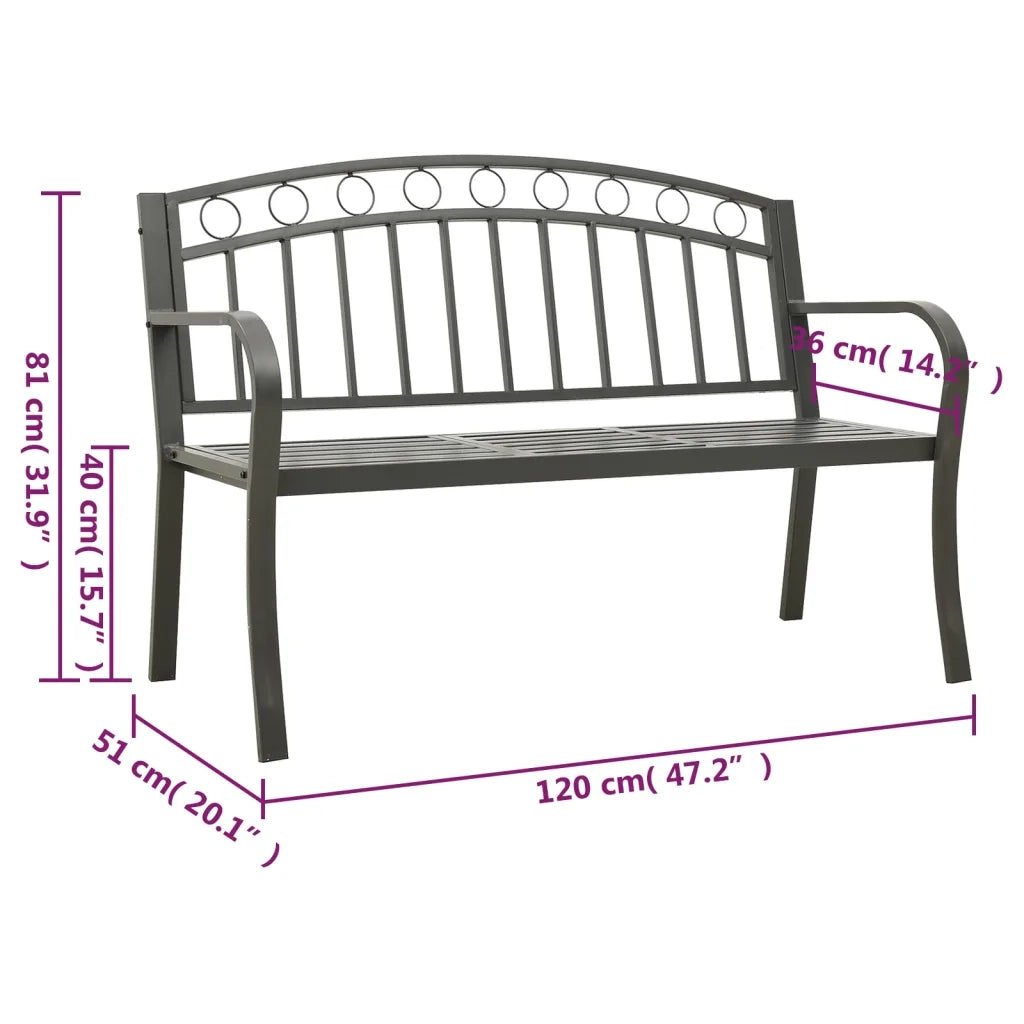 Panca da Giardino con Tavolino Grigio 120 cm Acciaio
