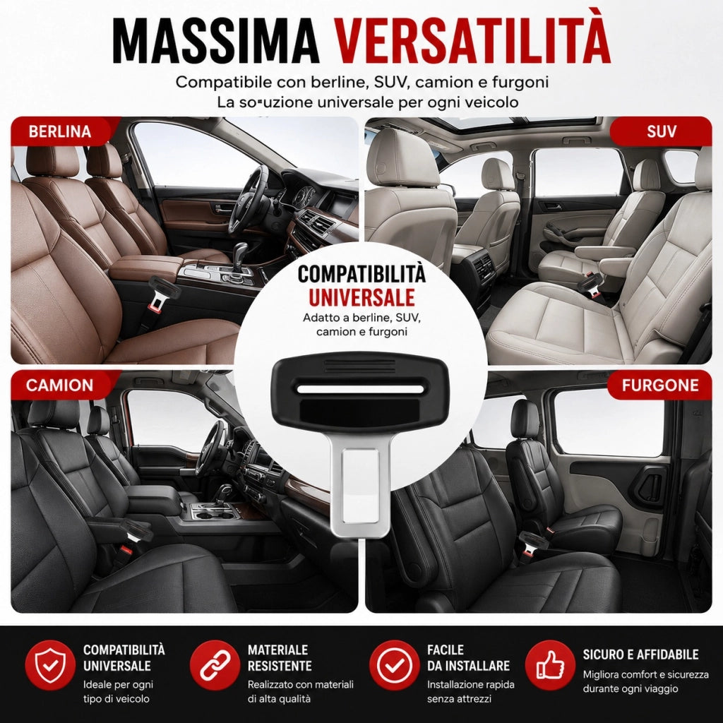 2 Ferma Cintura Sicurezza Universali Auto Clip Adattatore Fibbia QW076