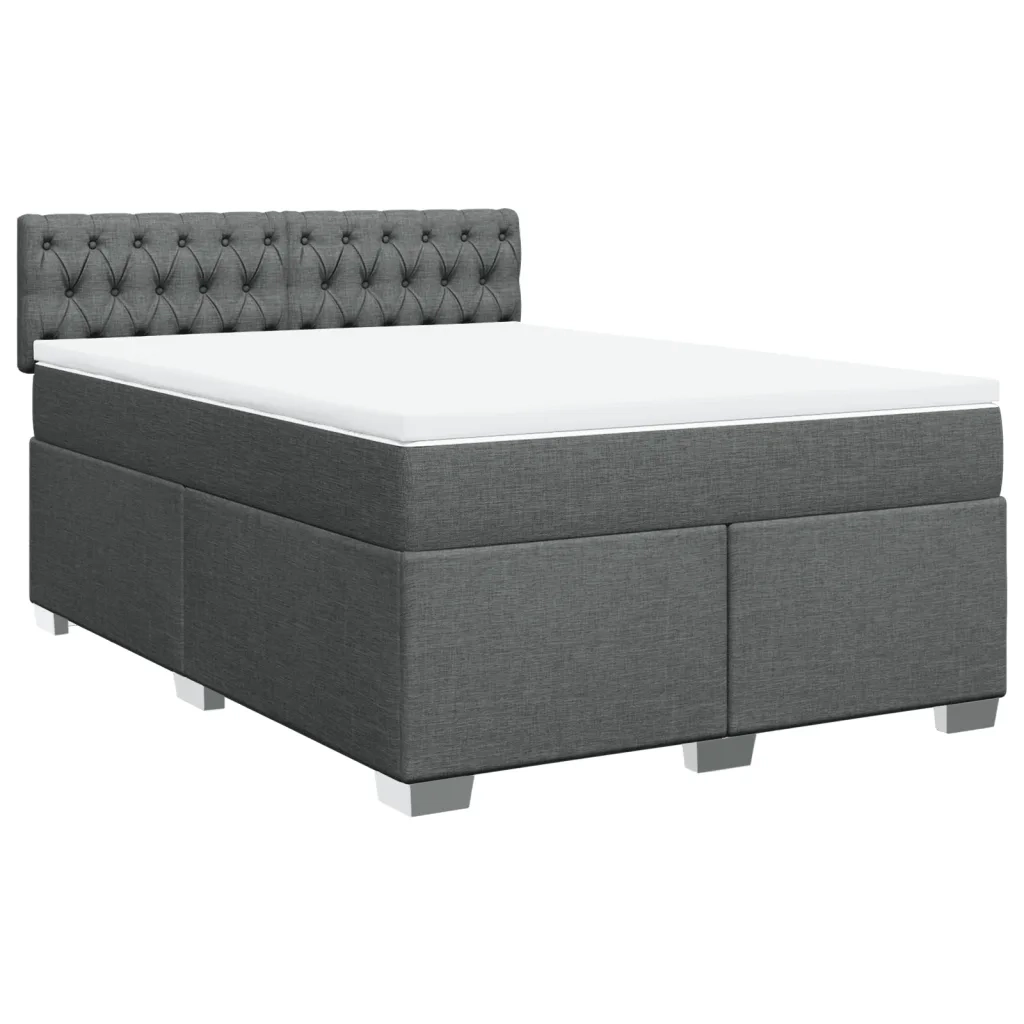 Giroletto a Molle con Materasso Grigio Scuro 140x190 cm Tessuto