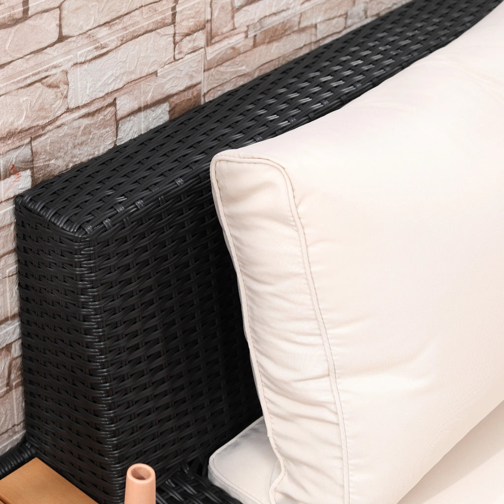 Set da Giardino 4 Posti con Cuscini e Tavolino ¨C MINIMAL ¨C Nero, Polyrattan, per Terrazza e Balcone