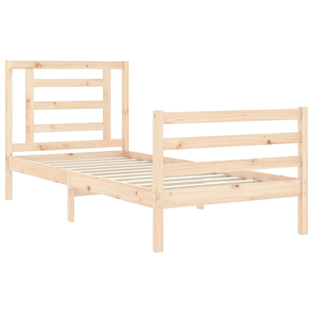 Giroletto con Testiera Single-Struttura Letto in Legno Massello 325280