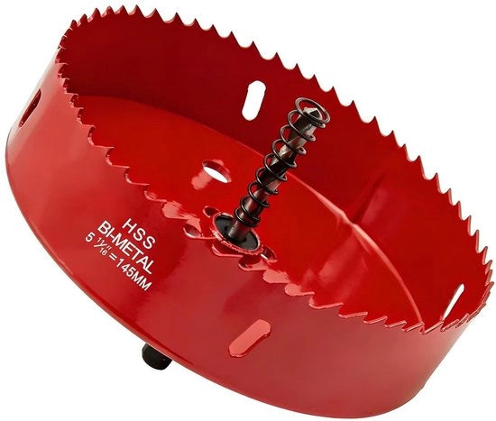 Segatutto 145mm - Kit di sega - Sega per alluminio/legno/PVC - 1 punta - 1 molla meccanica - materiale HSS - sega a lama circolare