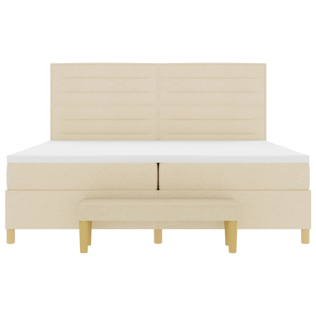 Letto a contenitore  con materasso e panca Panna 200x200 cm Tessuto