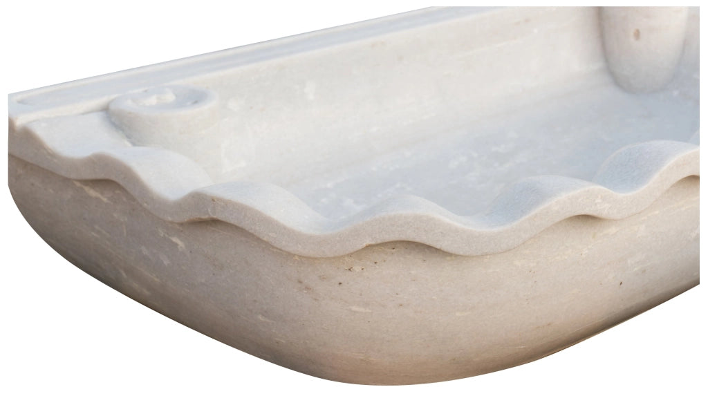 Biscottini Acquaio in marmo bianco L95xPR54xH17 cm Vasca realizzata completamente