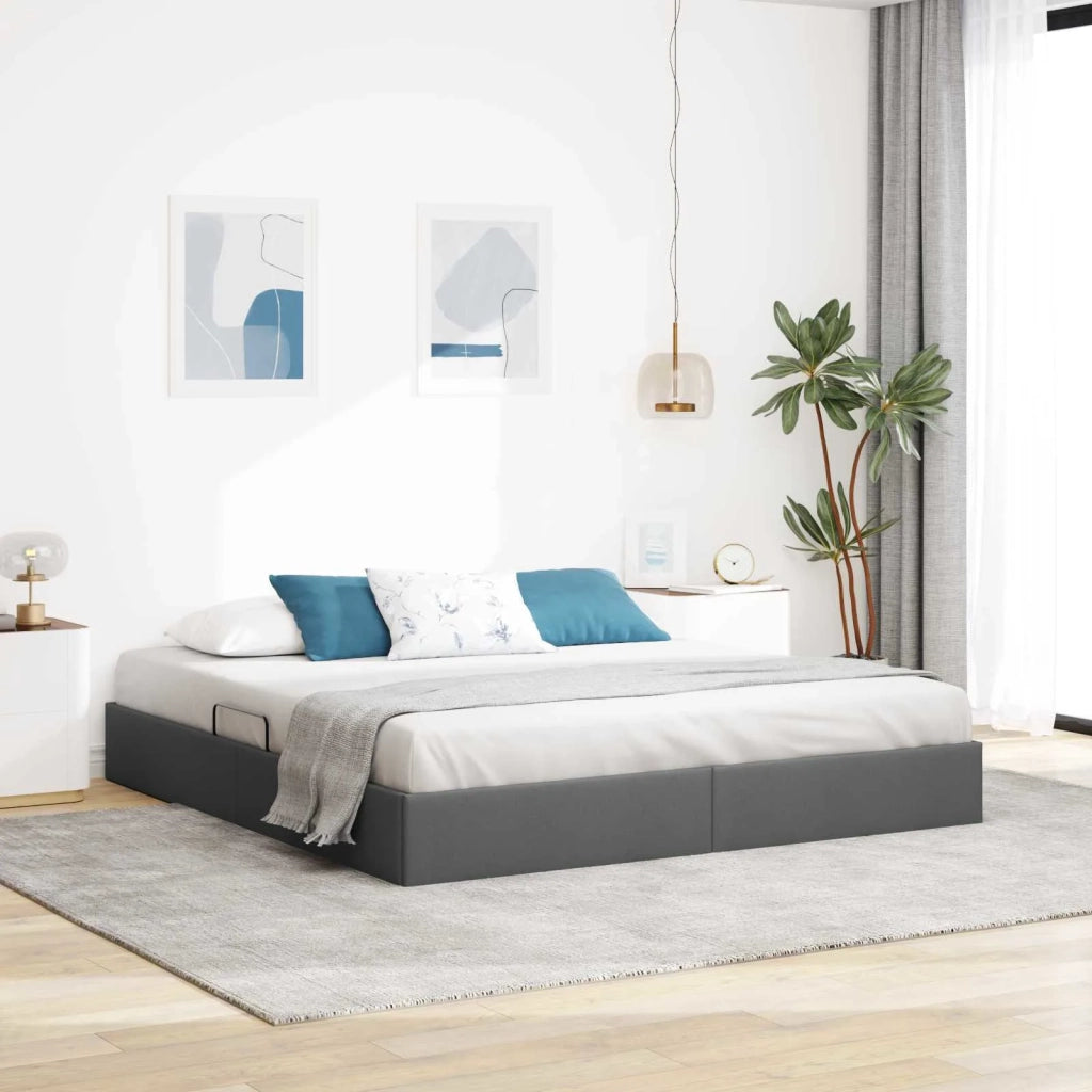 Letto ottomano Grigio scuro 180 x 200 cm Tessuto 3442839