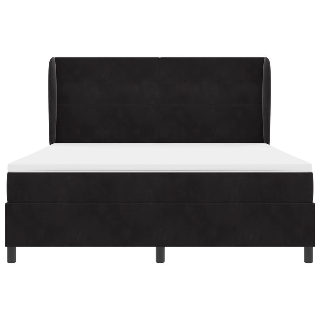 Letto con Rete a Molle e Materasso Nero 180x200 cm Velluto