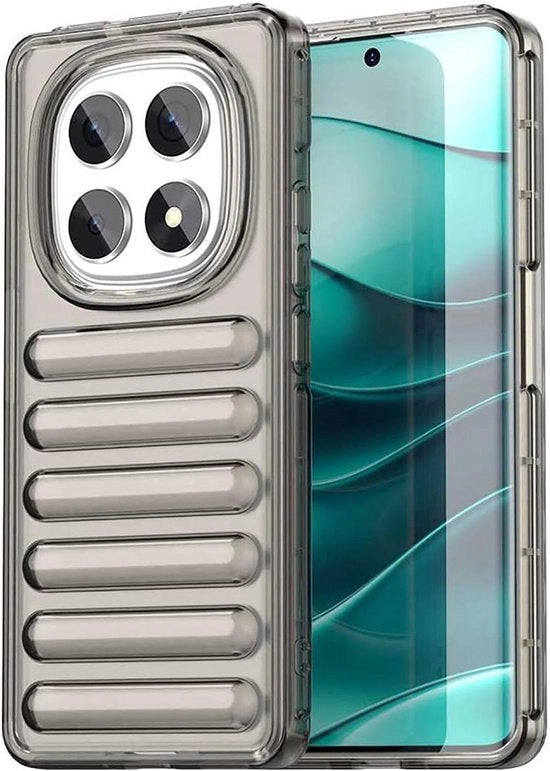 Hoes Transparente in Silicone per Xiaomi Redmi Note 14 Pro 5G - Resistente allo Shock - Ultra Leggero - Strozzapolvere Premium in TPU - Hoes Elegante - Grigio - Custodia con Airbag - Anticrasi - Antibalzo.