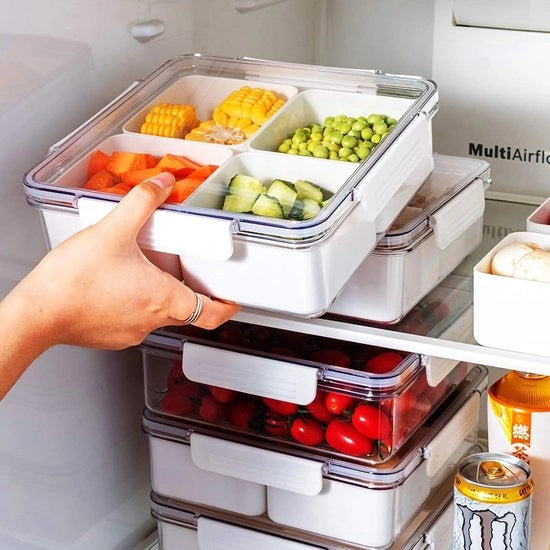 Tavolo da snack con coperchio, contenitore da snack con contenitori, piatto di servizio per frutta in plastica, set da snack, senza latticelli, organizzatore di snack, caramelle, noci, picnic